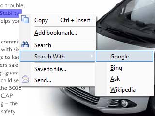 Search text with Google